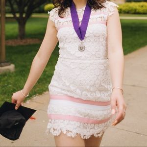 NWT Eureka Italia lacy white and pink ribbon dress